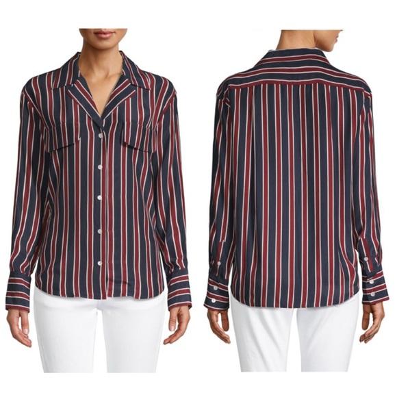 Frame Striped Silk Button-Down Shirt - Picture 1 of 11